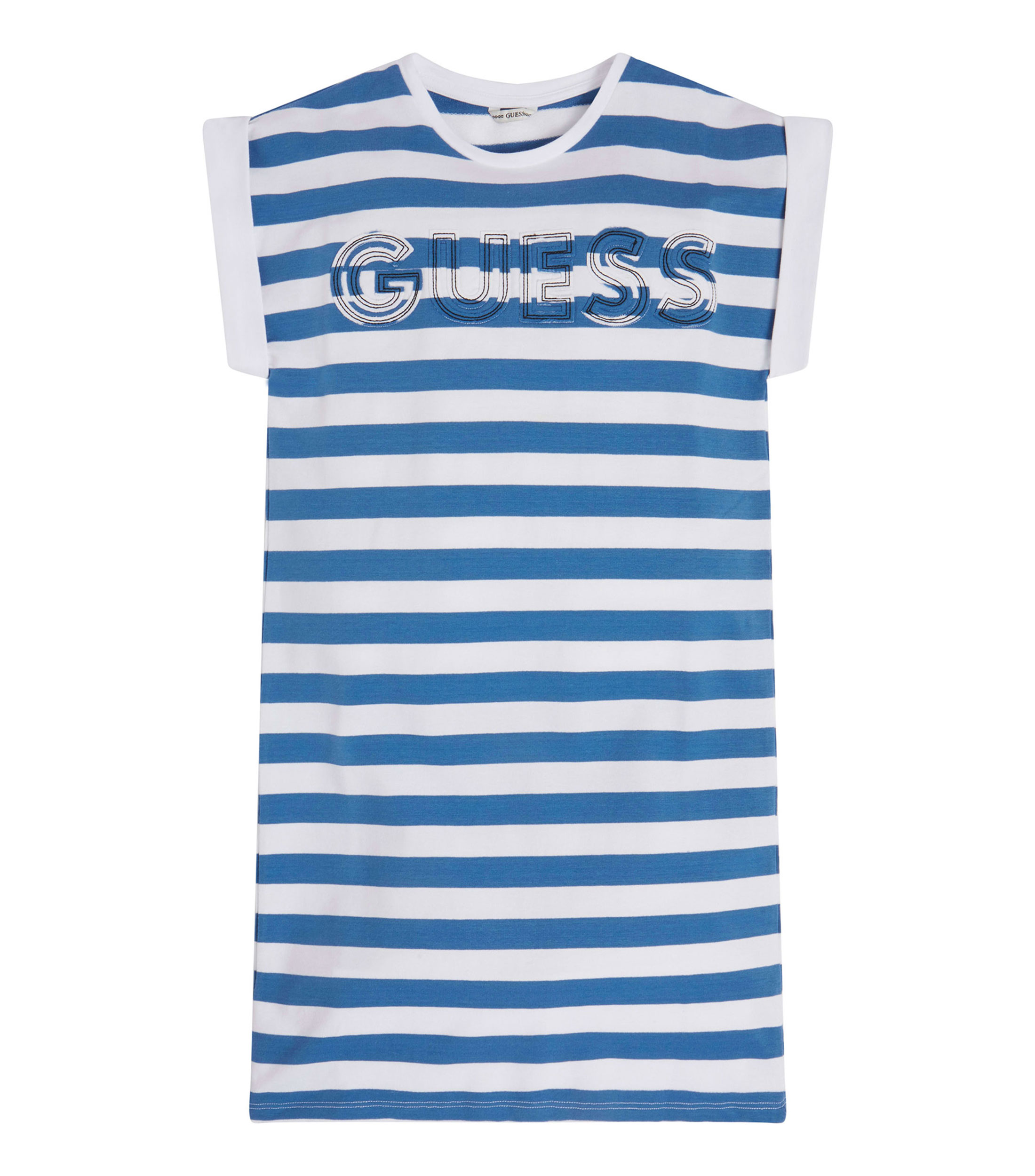 Guess Vestito In French Terry Per Bambine E Ragazze, Manica Lunga, Cotone Bio Con Strisce - 6